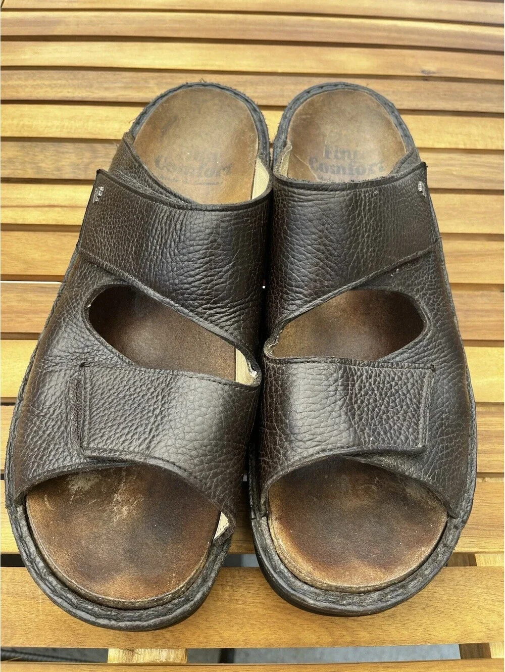 Finn Comfort Riad Men's Size 13 Brown Buggy Leather Slide Sandal EUR 47